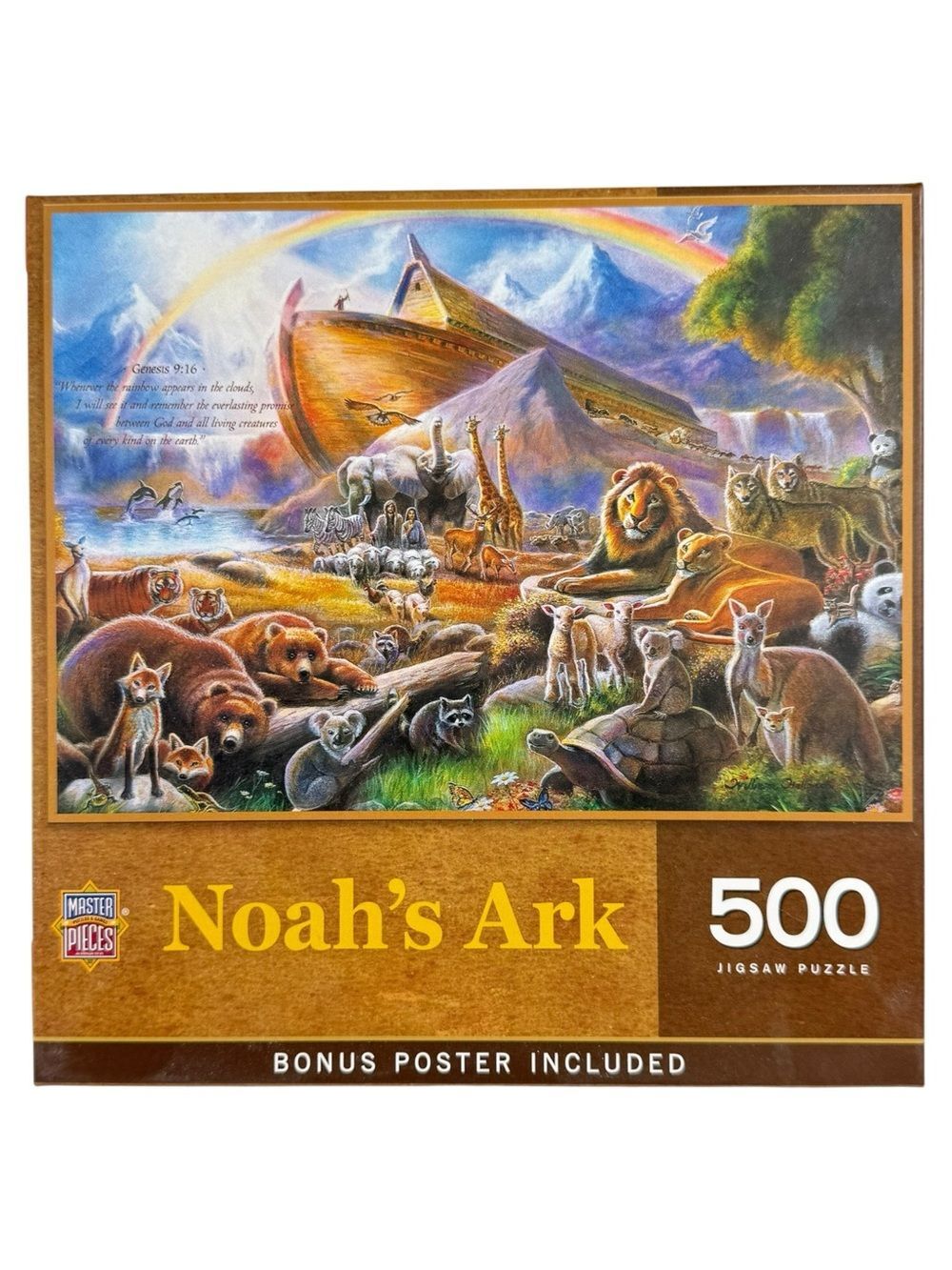 MasterPieces Noahs Ark 500 Piece Jigsaw Puzzle Rainbow Animals Bonus Poster Gift